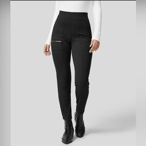 Halara High Waisted Pockets Zipper Casual Slim Pants- Black -M